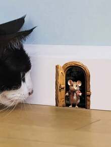 1 件/3 件/5 件富有想象力的 3D 老鼠洞墙贴花 - 可爱的红色涂层老鼠窥视设计，易于剥离和粘贴，可移除 PVC 贴纸，适用于客厅、卧室、厨房 - 现代动物印花家居装饰家居浴室装饰浴室地毯地毯秋季装饰浴室配件 - 彩色 - 查看 3