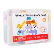 Wooden Large Animal Sorting And Stacking Block Game Toy, Balance Building Game, Animal Recognition With 10 Advanced Challenge Cards, Suitable For Girls And Boys Aged 1, 2, 3 Years Old, Kindergarten Educational Toy, Youngsters's Festival Birthday Gift