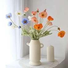 1/6 件带茎人造罂粟花布艺罂粟花 - 非常适合婚礼家庭聚会桌室内和室外装饰 - 适用于人造花植绒罂粟婚礼布置客厅和卧室家居装饰品 - 彩色 - 查看 4