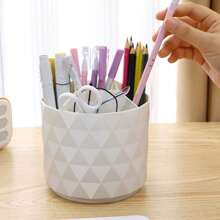 Rotatable Makeup Brush Holder Storage Bin, Vanity Organizer For Eyebrow Pencils, Lipsticks, Pen Cup Round Shape For Desk, Student Dormitory