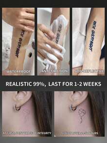 1 peça Autocolante de Tatuagem Temporária Minimalista com Padrão Pequeno, Semipermanente, à Prova de Água e Resistente ao Suor, Dura 1-2 Semanas, Efeito Realista de Sumo de Ervas, Resistente à Fricção, Não Refletivo, Autocolante de Tatuagem Falsa Preta, Unissexo, Adequado para Braços, Peito, Pernas, Abdómen, Cintura, Dedos, Pescoço e Outras Partes do Corpo, Arte Corporal Modernista - Preto - Ver 4