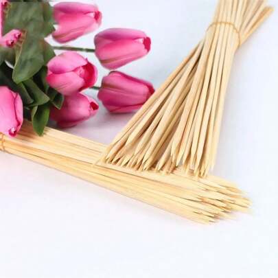 20/50/80/100pcs Flower Bouquet Bamboo Sticks, Suitable For Flower Arranging, DIY Crafts And Home Decor - Great For Supporting Fresh Flowers, Valentine's Day Decor, Handmade Flowers, Also Suitable For Outdoor Barbecue