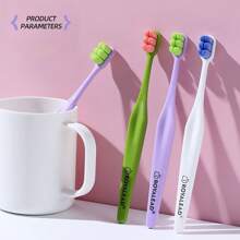 1 pieza Cepillo de dientes para adulto con cerdas suaves de color caramelo, antibacteriano, color aleatorio para decoración del baño del hogar en verano