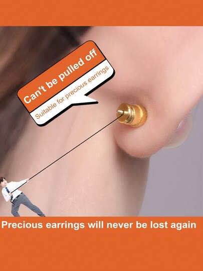 1 Pair Hypoallergenic Locking Earring Backs, Secure Stud Backs For 0.6-0.8mm Posts, Suitable For Droopy Ears, Jewelry Making Findings