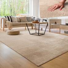 Soft Area Rug In Solid Colors - Washable & Anti-Slip Backing - Red - Grey - Black - Pink - Creamy White - Beige - Bronze - Navy Blue - Silver - Champagne - Dark Grey - 3X5 - 4X6 - 5X7 - 6X9 - 8X11 - 香檳色 - 查看 1