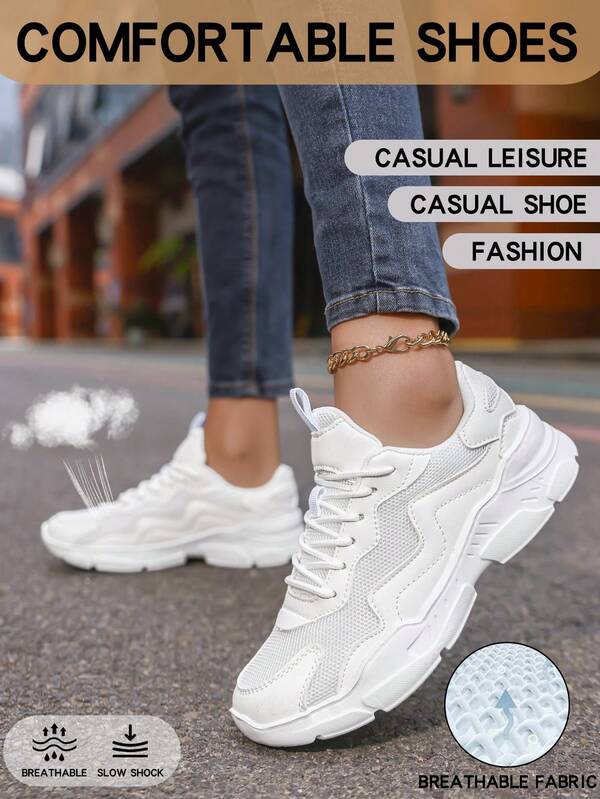 Tênis casuais femininos, novos sapatos de plataforma com sola grossa 2025, antiderrapantes e resistentes ao desgaste, adequados para todas as estações, malha de malha respirável, absorventes de suor, resistentes a odores, calçados esportivos casuais da moda para reuniões ao ar livre, festas, calçados femininos de tecido de renda, calçados de caminhada saudáveis para mulheres, calçados femininos estilo lolita, tênis de corrida leves para mulheres em todas as estações