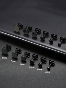 6 Pairs Black Stud Earrings For Men Women Stainless Steel Men Earrings Hypoallergenic Round CZ Square Black Earring Studs Set 3mm-8mm - As Shown - View 7