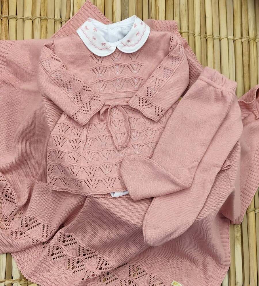 Luxury Knit Maternity Outfit For Girls Dress - 乾枯玫瑰色 - 查看 1