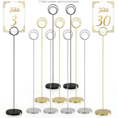 1 pièce/3 pièces/5 pièces Support de plaque numérique de 33 cm de hauteur - Base métallique amovible - Styles or, argent et noir - Support pour clip photo, support de plaque de numéro de table, support d'étiquette de prix, cadre photo, de haute qualité et durable, convient pour les mariages, les festivals, les vacances, les remises de diplômes, les réceptions, les restaurants, les réunions de famille, le thé de l'après-midi, les mémos de bureau, les lectures de cartes de tarot, la décoration d'intérieur et plus encore