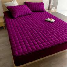Waterproof Quilted Mattress Cover With Elastic - Burgundy - View 1