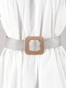 1pc Wide Interwoven Smooth Buckle Waist Belt, Minimalist & Practical Multifunctional - Belt - View 10