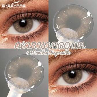Eyeshare 1 对彩色隐形眼镜，用于眼睛美容高品质蓝色镜片灰色隐形眼镜时尚美容绿色眼镜片用于婚礼情人节礼物，6 个月一次性，14.2 毫米