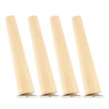 4-Piece Wooden Furniture Leg Set - Natural Wooden Chair Legs, Straight/Bevel Style, 4 Base Plates, 4 Non-Slip Pads And 16 Screws For Armchairs, Dressers, Sofas, Tables.
