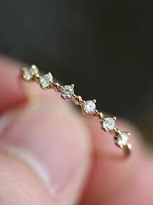 1 pieza Anillo de mujer de plata de ley 925 de lujo, incrustado con circonita cúbica brillante, perfecto para compromiso, boda, fiesta y regalo durante todo el año