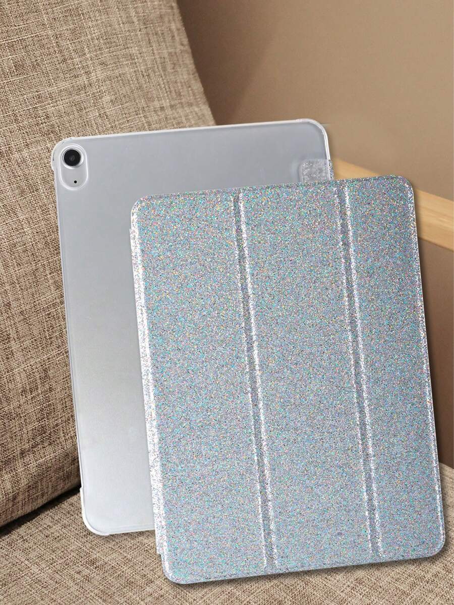1 件带支架的闪亮闪光漆三折平板电脑保护套，轻薄保护性硬质 PC 外壳，适用于 iPad Mini 1/2/3/4/5/6/Mini7/9.7/10.2/10.5/Air4/Air5/10th/10.9，可能会出现轻微闪光脱落，塑料硬壳，不防摔，某些型号可能没有笔槽