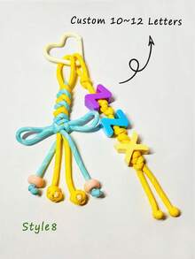 [Custom] 1pc Multicolor Braided Cord, Customized Acrylic Letter Beaded Keychain, Heart-Shaped Keychain, Name Tag Bag Charm, Water Bottle Hanger, Back To School Gift, Holiday Gift