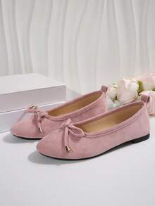 2025 Autumn Women's Loafers, Korean Style, Square Toe, Flat, Slip-On Design, Simple & Elegant, Suitable For Daily, Work, Outing, Dating, Party, Business - Pink - View 7