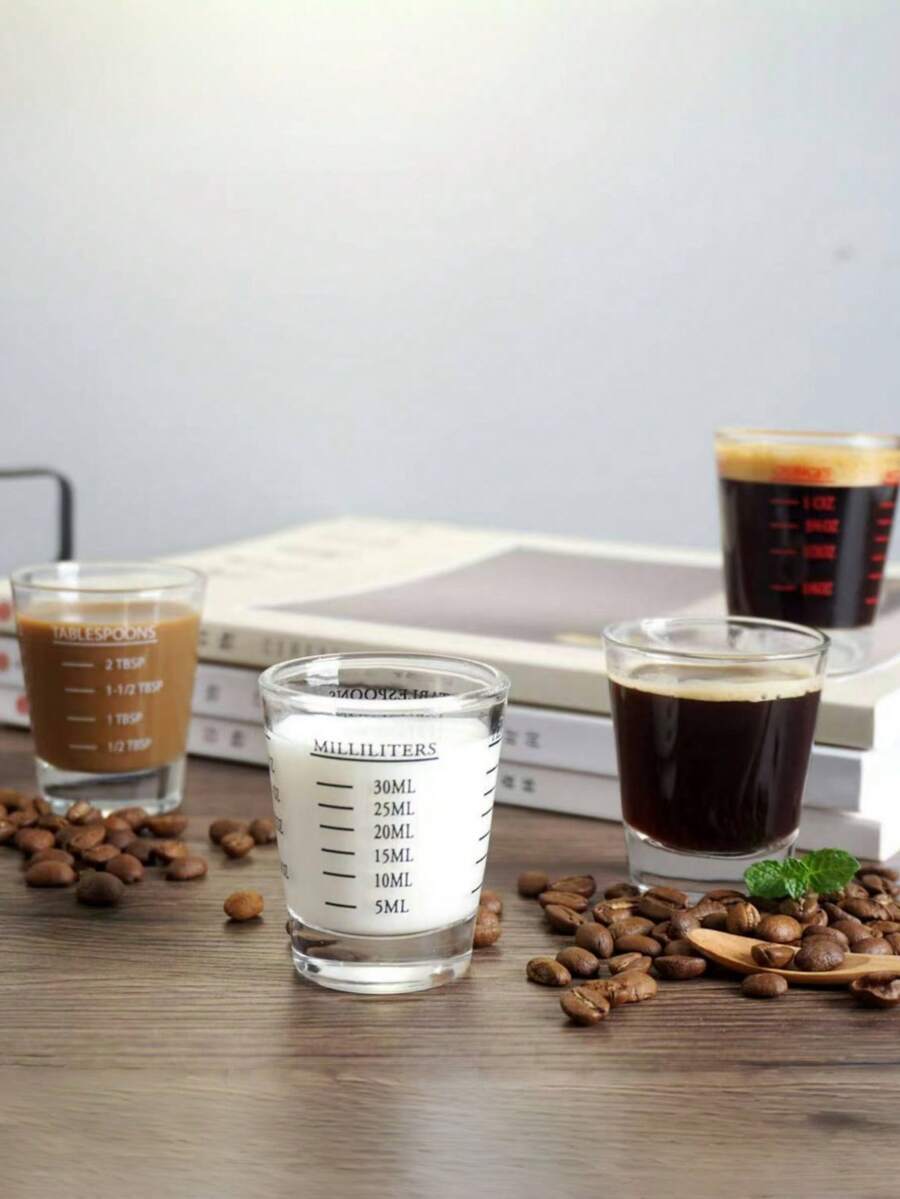 1PC 30ml Glass Measuring Cup Espresso Shot Glass Ounce Cup With Scale Kitchen Measure Tool Supplies - Transparent - View 1