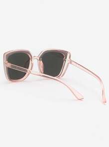 1pair Women's Transparent Pink Square PC Frame Mirrored Lens Fashionable Everyday/Travel Fashion Glasses For Summer Beach Vacation,Outdoor,Travel