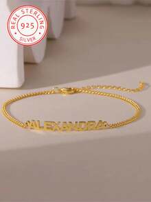 One Piece 925 Silver Custom Cuban Bracelet, Personalized Name Cuban Bracelet, Mother's Day And Valentine's Day Holiday Gift