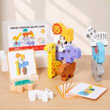 Wooden Large Animal Sorting And Stacking Block Game Toy, Balance Building Game, Animal Recognition With 10 Advanced Challenge Cards, Suitable For Girls And Boys Aged 1, 2, 3 Years Old, Kindergarten Educational Toy, Youngsters's Festival Birthday Gift