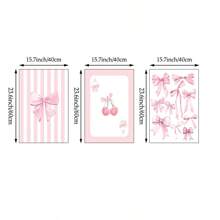 3pcs Pink Bow Watercolor Wall Art Picture Girly Canvas Prints Paintings Preppy Poster Decor For Bedroom, Living Room, Or Office College Apartment Room Decor No Frame