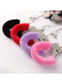 Multi-Colored Women's And Men's Costume Props Fake Handcuffs And Keys, Suitable For Halloween Party Pranks, Cosplay Character Props