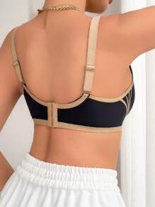 Sutiã com Blocos de Cor, Sutiã Suave com Suporte Sem Costura, Sutiã Leve para Mulheres, Sutiã Push-Up, Sutiã Modelador de Seios, Lingerie Feminina, Sutiã Sexy para Mulheres, Ótimo para Seios Grandes com Sustentação Frontal e Lateral, Anti-Flacidez e Ajustável