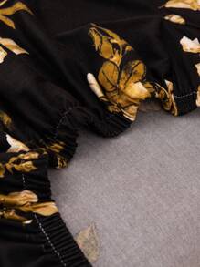 1 pezzo / 4 pezzi Fodera per sedia in tessuto di seta di latte, nuova fodera elastica con stampa floreale di stile, antiscivolo, colori versatili, adatta per sedie standard, adatta per tutte le stagioni