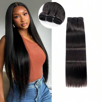 Straight Bundles Human Hair Unprocessed 10A Human Hair Bundle Straight Virgin Hair Sew In 1 Bundle Thick Hair Extensions Natural Color