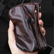 Vintage Style Top Grain Cowhide Leather Handmade Wallet - Embossed Minimalist Short Card Holder With Coin Pouch For Men Wallet Mini Wallet Purse Wallet Coin Wallet - Coffee Brown - View 4