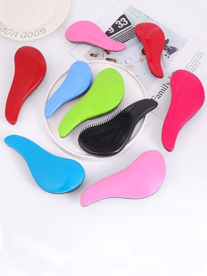 1 pieza Peine TT, Cepillo de pelo desenredante de dientes suaves, Cepillo de masaje de cabello recto de plástico, Uso doméstico para dar volumen, Portátil, Sin enredos, Adecuado para la realeza