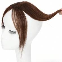 女士真人发饰 10 英寸夹式真人发刘海假发 自然造型
