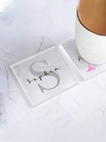 1 Customized Square Acrylic Coaster With Initials, Personalized Name Coaster, Birthday Gift, Beverage Coaster, Personalized Coaster, Gift For Parents, Home Gift