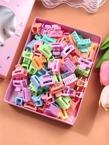 1 Box 50pcs Spring Square Snap Hair Clips For Women Cute Fresh Front Bangs Side Extension Accessories - Multicolor - View 2