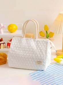 1pc Personalizable Thick Aluminum Foil Insulated Lunch Bag, Custom Embroidered Name Large Capacity Student Bento Bag, Portable Tote Cooler Bag Multi-Functional For Picnic Travel Outdoor, Suitable For Office Workers, Teachers, Families, Friends, Partners, Christmas, Mother's Day, Teacher's Day, Nurse's Day, Back To School, Birthday Gift