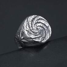 1 件不锈钢，不褪色蘑菇耳钉戒指，棒棒糖形状戒指，朋克星号花男士拇指戒指 - 銀色 - 查看 5