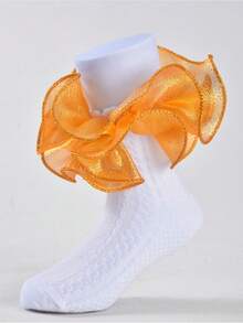 1/6 Pairs Toddler Girls Ruffle Trim Fashion Style Socks - Multicolor - View 8
