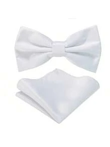 1 Set Men's Bow Tie & Pocket Square Set, Business Formal Bow Tie And Handkerchief Set, Suitable For Weddings, Cocktail Parties, Gatherings, Banquets