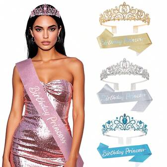 Birthday Tiaras For Women, Princess Crown Tiara, Happy Birthday Crowns For Women, Birthday Crown For Girls Birthday Sash, Happy Birthday Decorations For Women, Best Gift For Birthday Accessories