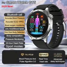 GUHUAVMI 2025 New ECG+PPG Smart Watch GT5 For Men Women, 1.43inch(3.63cm) 466*466 AMOLED Screen, With Bluetooth Call, SOS, Message Push, Multi-Sports Mode Smartwatch, Healthy Smart Watch With Heart Rate/Blood Oxygen/Blood Lipids/Uric Acid/Micro Physical Examination, Etc. For Android IOS, Valentines Gifts