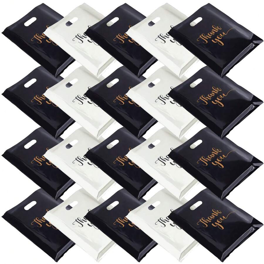 20pcs 20x15cm Plastic "Thank You" Gifts Bag Reusable Hand-Held Packaging Bag Practical Tote Bag Party Small Gift Storage Bag - Multicolor - View 1