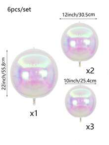 12/6 件/套 4D 渐变全息铝箔气球组合，10 英寸、12 英寸和 22 英寸尺寸，适用于户外婚礼、生日派对、周年纪念、母亲节、气球装饰、节日派对装饰