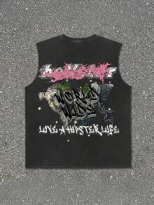 2025春夏复古Y2K风格男士印花休闲背心