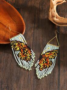 Hoa tai tua rua hình tam giác bướm thủ công đính hạt cổ điển, Hoa tai phong cách Bohemian cổ điển, Phụ kiện thời trang cho phụ nữ, Quà tặng tuyệt vời cho ngày lễ - Bươm bướm - Xem 3