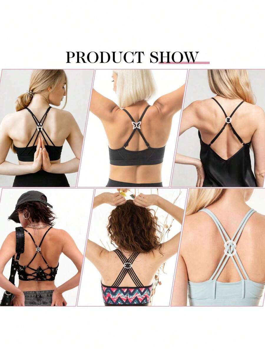 Bra Strap Clips, 12Pcs Bra Clips For Back, Anti-Slip Bra Straps Holder, Buckles Cleavage Control Clips For Bra