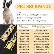 1 Sparkling Pet Necklace, Cool Dog Collar, Puppy Chain, Cuban Chain Inlaid With Artificial Diamonds, Pet Decoration Chain Accessories