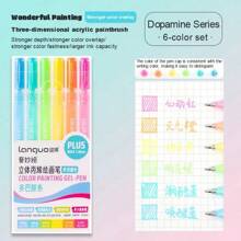 6 Colors Languo Feutre Acrylique Paint Markers Pens Stationery Acrylic Gel Pen 1.0mm For Rock Ceramic Glass Wood Drawing Writing Art School Supplies