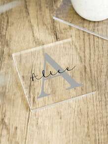 1 Customized Square Acrylic Coaster With Initials, Personalized Name Coaster, Birthday Gift, Beverage Coaster, Personalized Coaster, Gift For Parents, Home Gift