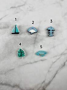 1 Set Of 9 Pieces Turtle & Sailing Boat Cartoon Patterns Compatible Sandals And Bracelet Accessories, DIY Customized Slippers And Phone Decorations, Suitable For Beach Holiday, Birthday And Festival Gifts